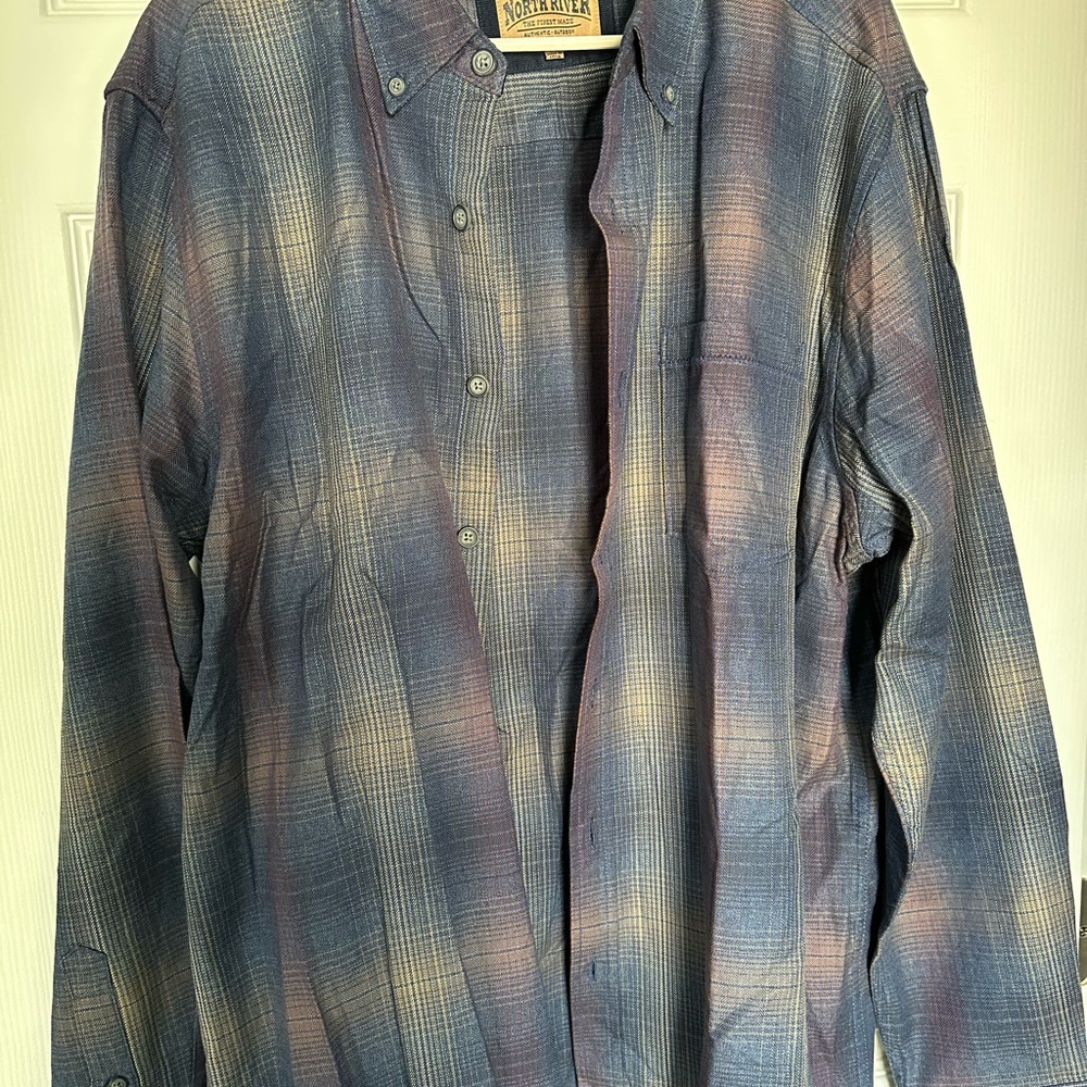 Men's Blue Plaid Casual Button Down Shirt